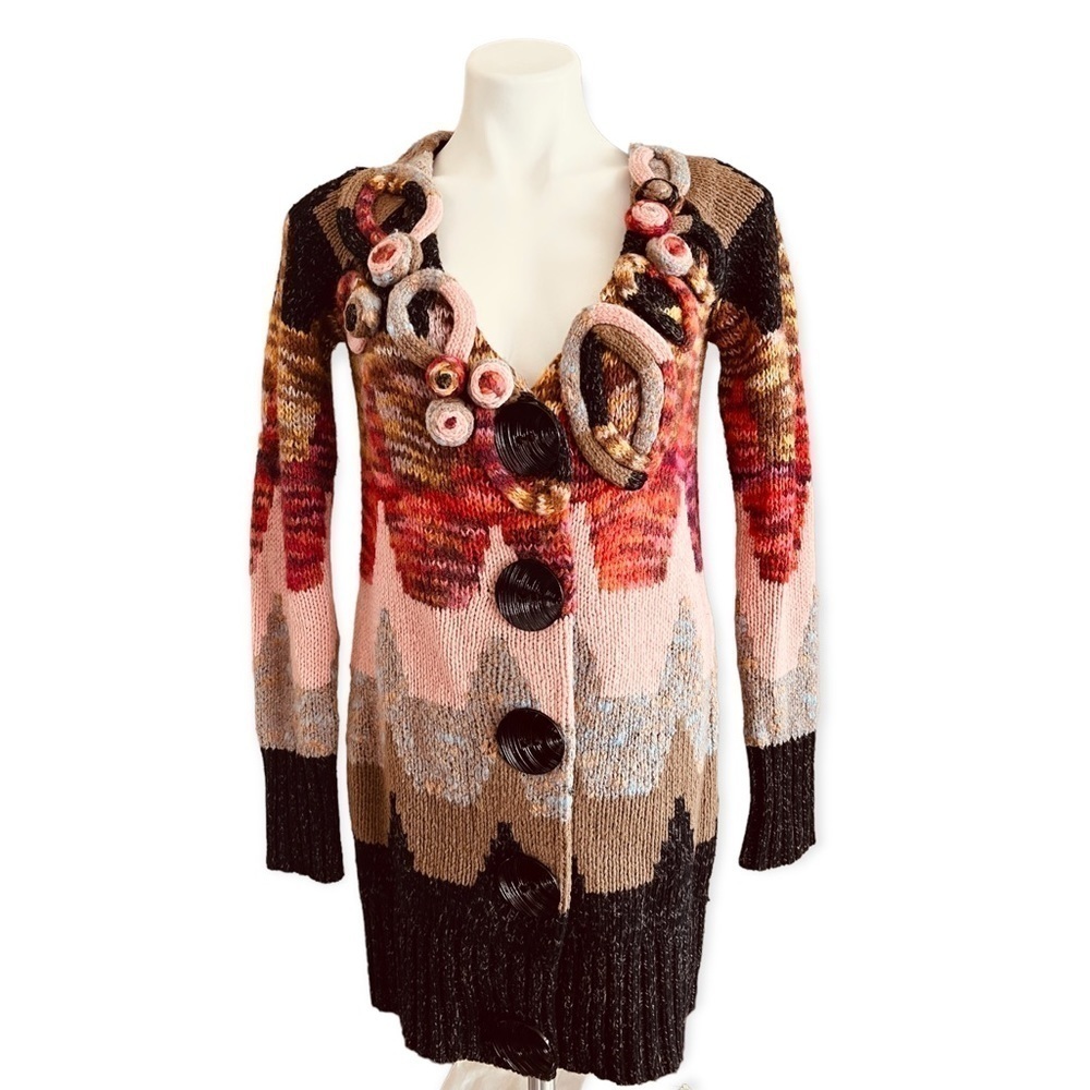 ANTHROPOLOGIE SLEEPING ON SNOW Loops & Angles Knit Cozycore Cardigan Size S - Picture 4 of 11